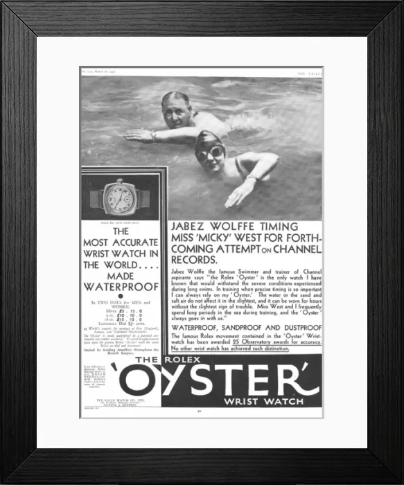 Framed Print : Rolex Oyster Wrist Watch advertisement Framed Print : Rolex Oyster Wrist Watch advertisement