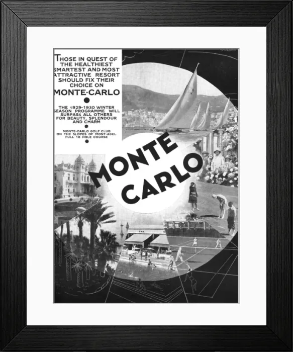 Framed Print : Monte Carlo advertisement Framed Print : Monte Carlo advertisement