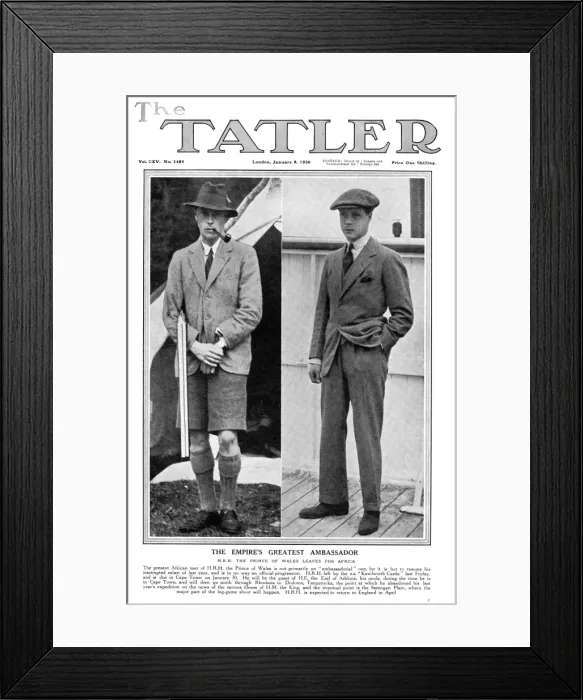 Framed Print : Tatler cover - Prince of Wales leaves for Africa Framed Print : Tatler cover - Prince of Wales leaves for Africa