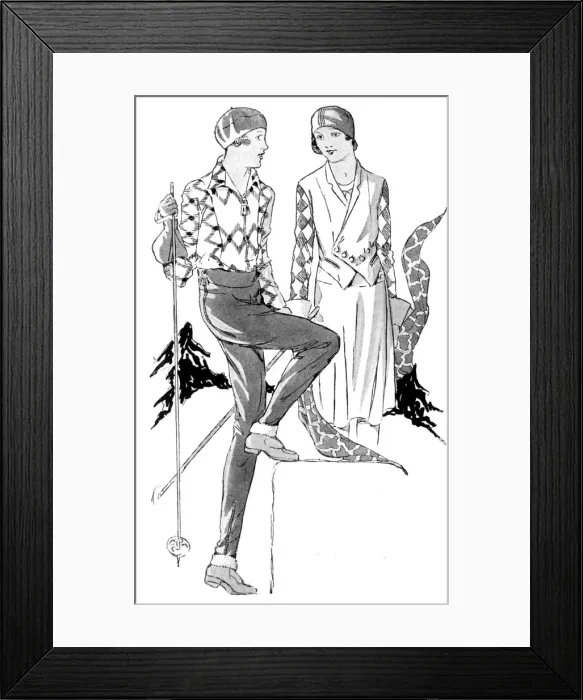 Framed Print : Leathercraft fashions for winter sports, 1930 Framed Print : Leathercraft fashions for winter sports, 1930