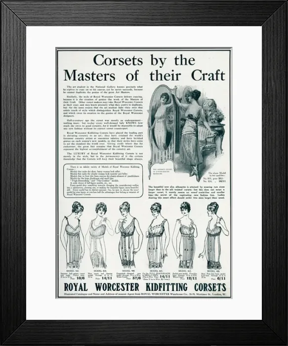 Framed Print : Advert for Royal Worcester corsets 1914 Framed Print : Advert for Royal Worcester corsets 1914