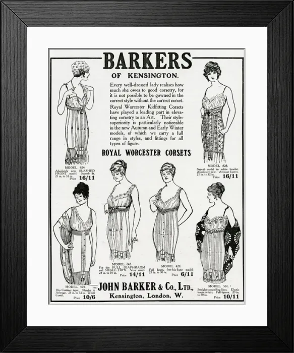 Framed Print : Advert for Barkers of Kensington corsets 1914 Framed Print : Advert for Barkers of Kensington corsets 1914