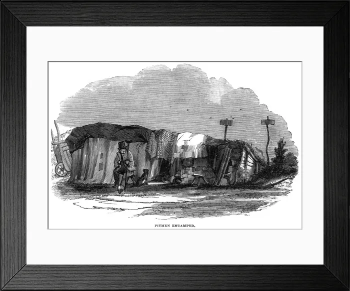 Framed Print : Pitmen encamped - evicted coal miner and his dwelling Framed Print : Pitmen encamped - evicted coal miner and his dwelling