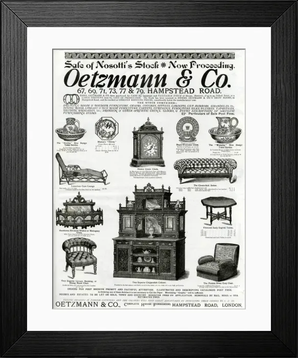 Framed Print : Advert for Oetzmann & Co. Victorian furniture 1885 Framed Print : Advert for Oetzmann & Co. Victorian furniture 1885