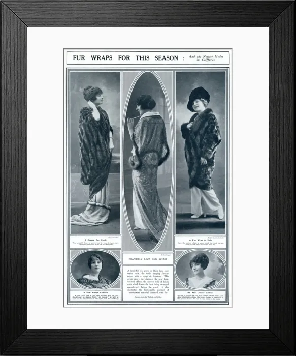 Framed Print : Fur wraps for the winter season 1913 Framed Print : Fur wraps for the winter season 1913