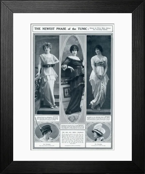 Framed Print : Newest evening tunics 1913 Framed Print : Newest evening tunics 1913