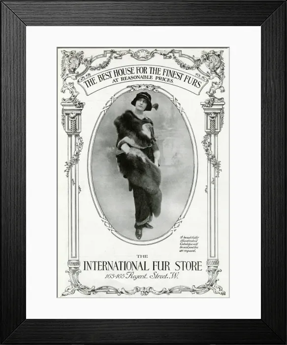 Framed Print : Advert for International Fur Store, stole & muff 1913 Framed Print : Advert for International Fur Store, stole & muff 1913