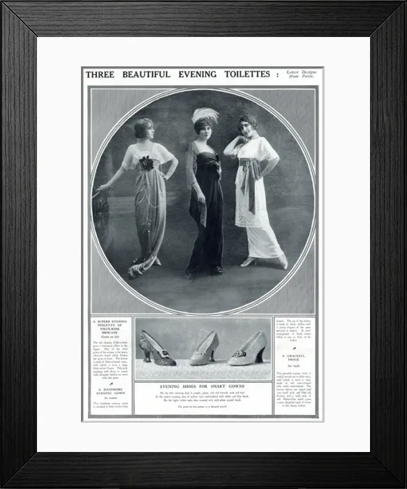 Framed Print : Beautiful evening dresses 1913 Framed Print : Beautiful evening dresses 1913