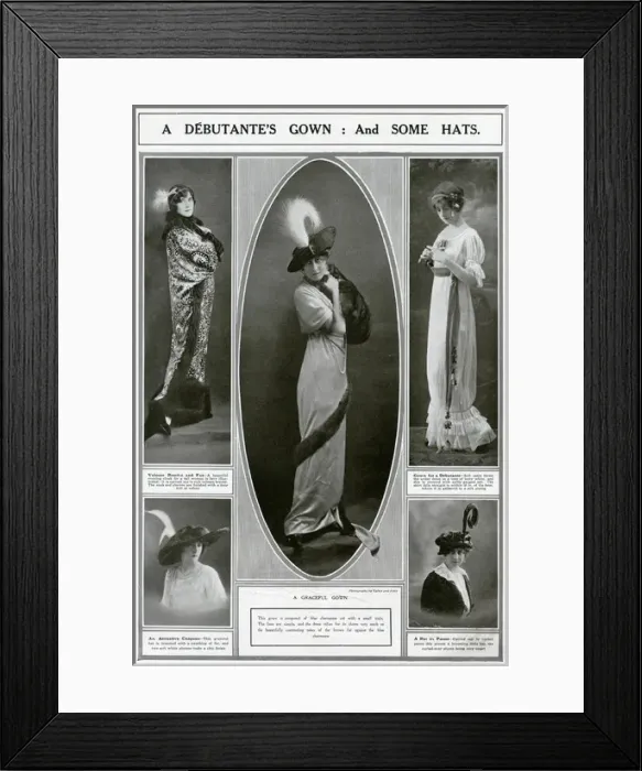 Framed Print : Debutante women modelling the lastest fashion 1913 Framed Print : Debutante women modelling the lastest fashion 1913