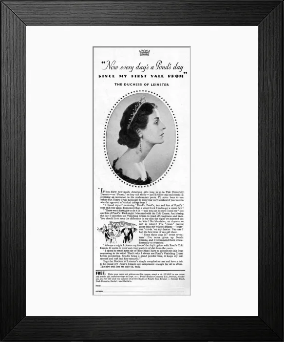 Framed Print : Ponds Cold Cream advertisement - Duchess of Leinster Framed Print : Ponds Cold Cream advertisement - Duchess of Leinster