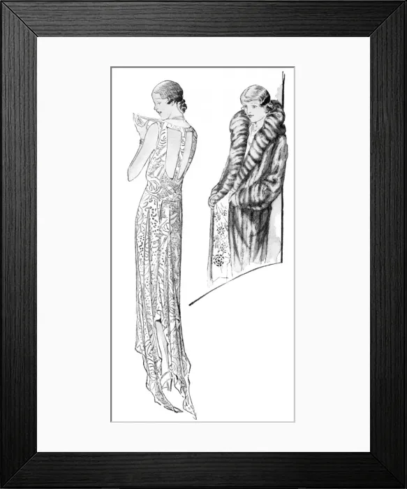 Framed Print : Evening gown and fur coat