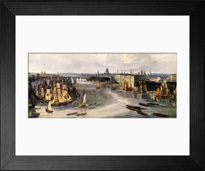 Framed Print : Depiction of the Thames in the early 19th century