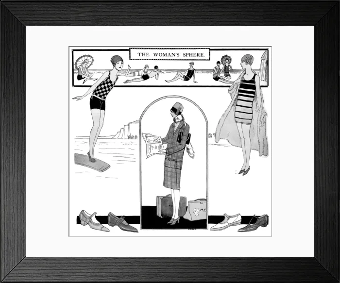Framed Print : Fashionable bathing suits of the 1920s Framed Print : Fashionable bathing suits of the 1920s