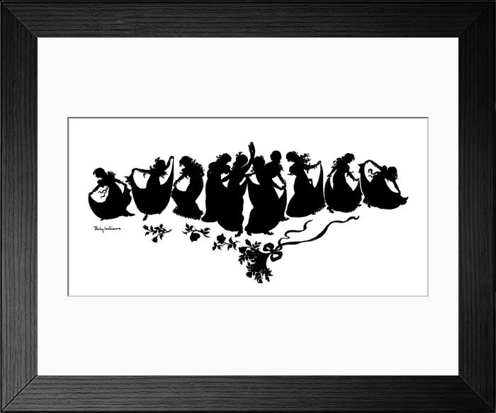 Framed Print : Silhouette of girls dancing