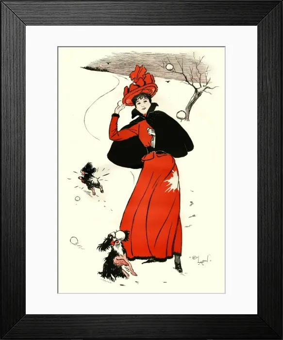 Framed Print : One for Fido by Cecil Aldin - throwing snowballs Framed Print : One for Fido by Cecil Aldin - throwing snowballs