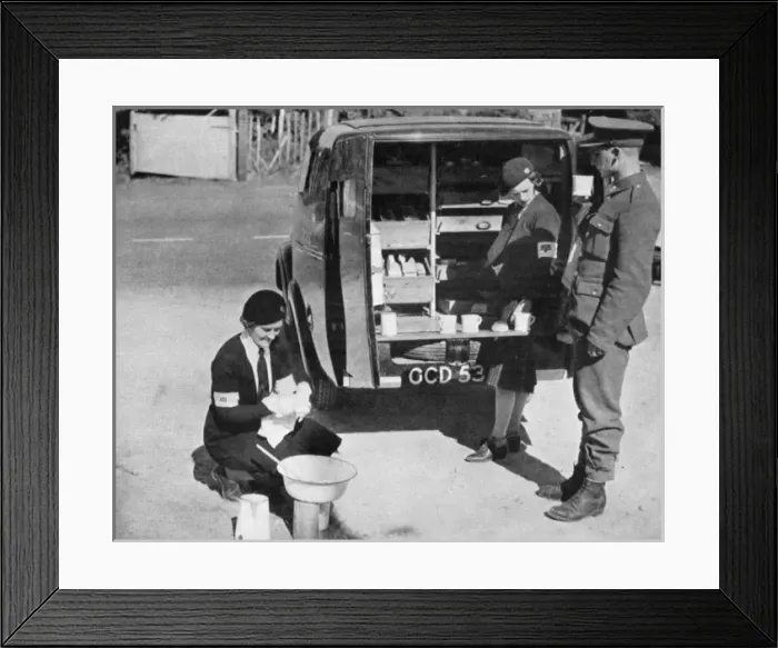 Framed Print : Soldier Given Tea from a Mobile Canteen Framed Print : Soldier Given Tea from a Mobile Canteen