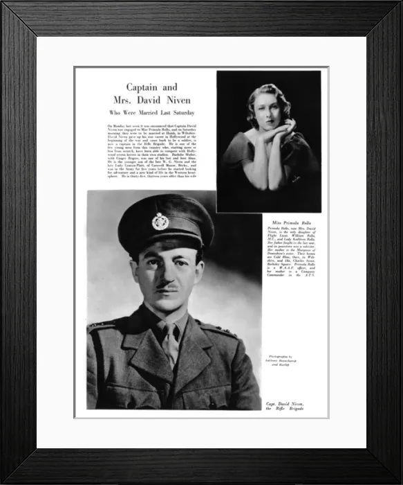 Framed Print : David Niven and Primula Rollo Married