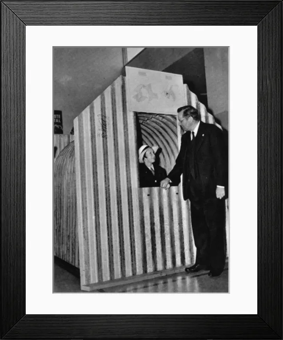 Framed Print : Anderson Shelter on Display in New York