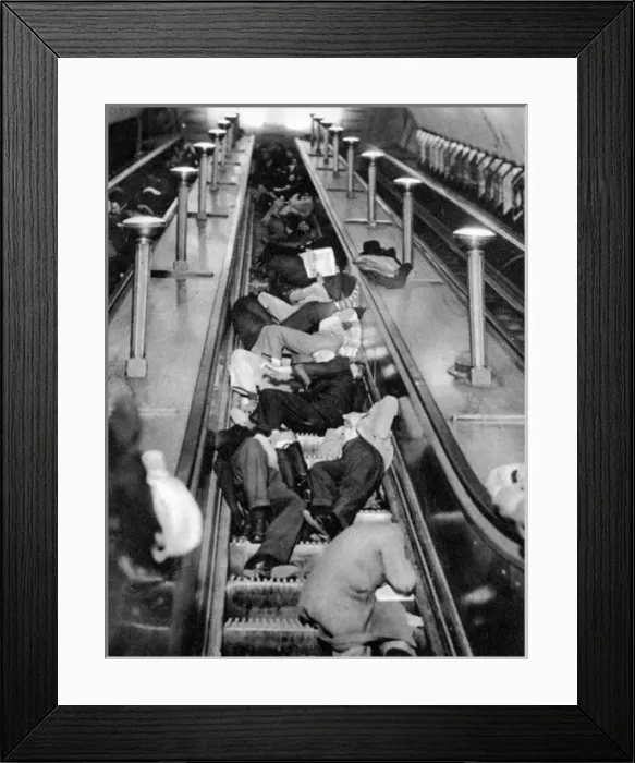 Framed Print : Taking Shelter in Piccadilly Circus Underground Station Framed Print : Taking Shelter in Piccadilly Circus Underground Station