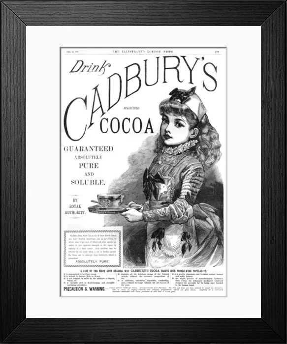 Framed Print : Drink Cadburys Cocoa advertisement, 1888 Framed Print : Drink Cadburys Cocoa advertisement, 1888
