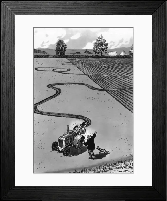 Framed Print : Land Girl cartoon, WWII Framed Print : Land Girl cartoon, WWII