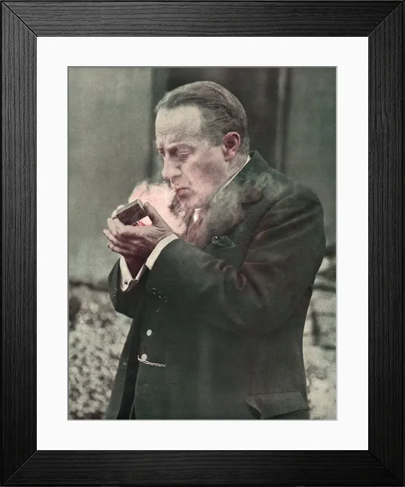 Framed Print : Stanley Baldwin lighting his pipe Framed Print : Stanley Baldwin lighting his pipe