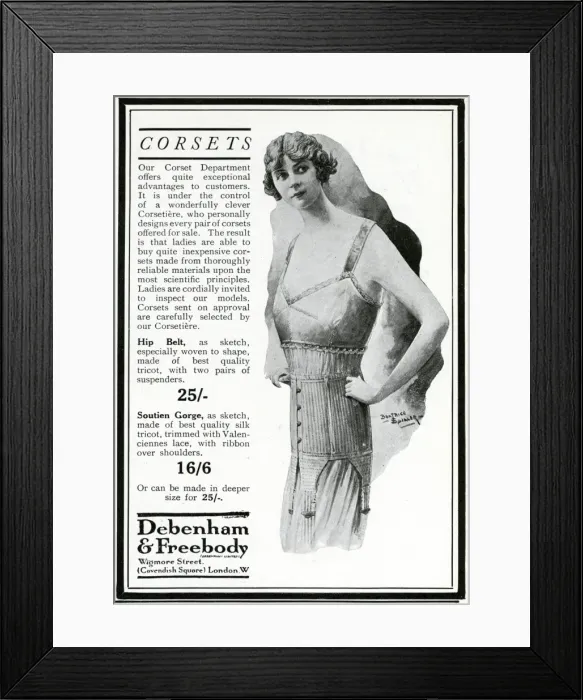 Framed Print : Advert for Debenham & Freebody corsets 1915 Framed Print : Advert for Debenham & Freebody corsets 1915
