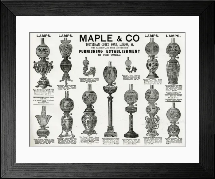 Framed Print : Advert for Maple & Co. lamps 1888 Framed Print : Advert for Maple & Co. lamps 1888