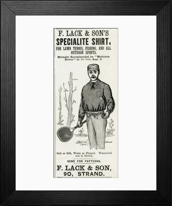 Framed Print : Advert for F. Lack & Sons specialties sports wear 1888
