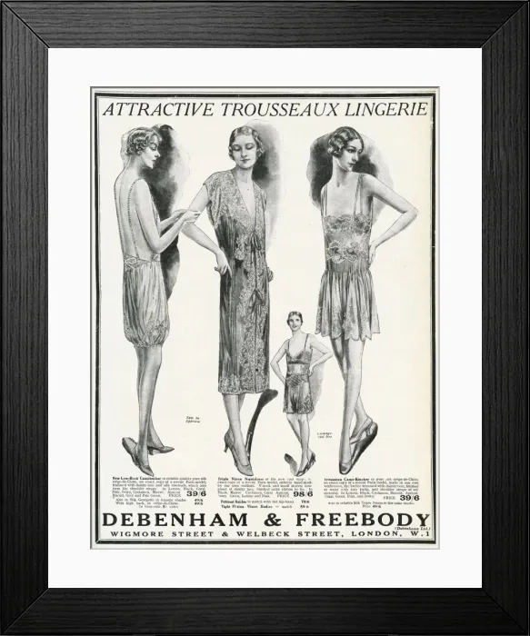 Framed Print : Advert for Debenham & Freebody womens lingerie 1929 Framed Print : Advert for Debenham & Freebody womens lingerie 1929