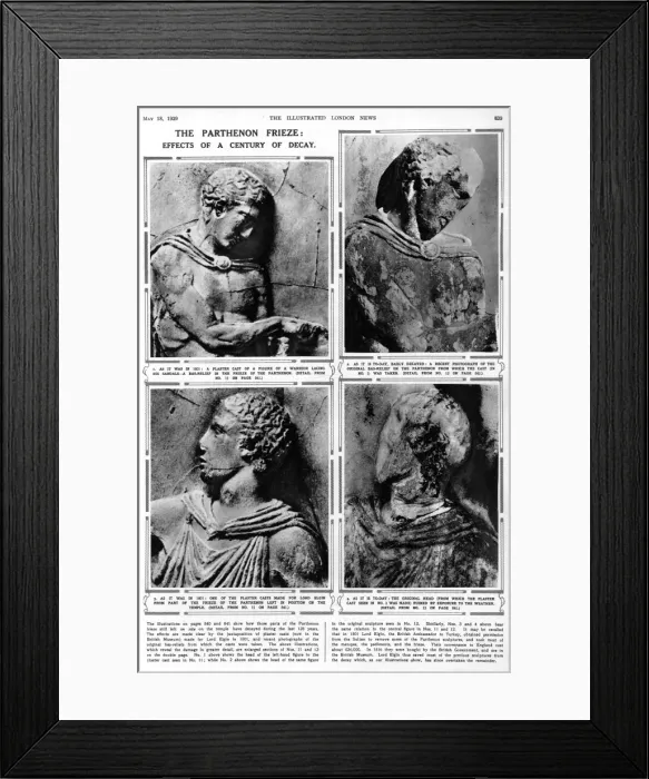 Framed Print : Parthenon frieze, effects of a century of decay Framed Print : Parthenon frieze, effects of a century of decay