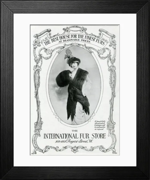 Framed Print : Advert for International Fur Store, stole & muff 1913 Framed Print : Advert for International Fur Store, stole & muff 1913