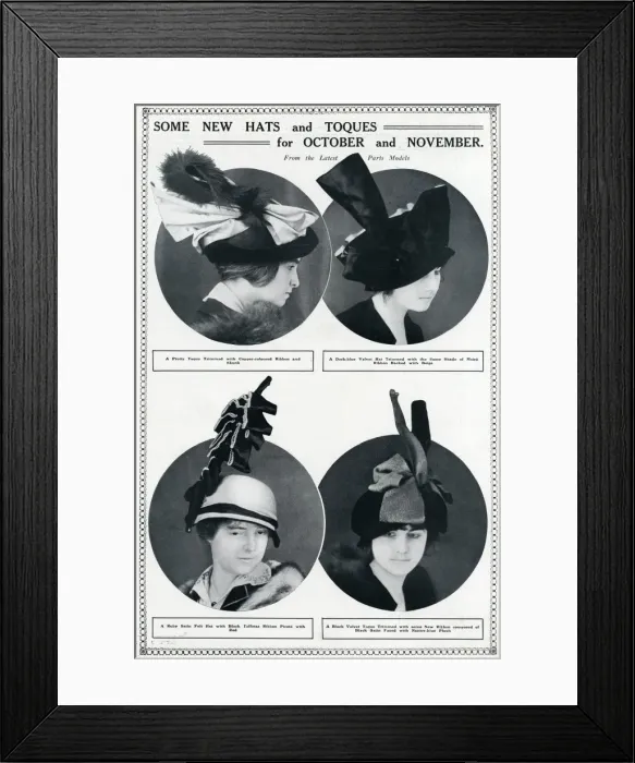 Framed Print : Latest fashionable autumn hats 1913 Framed Print : Latest fashionable autumn hats 1913
