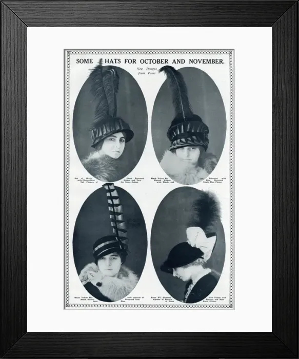 Framed Print : Latest fashionable autumn hats 1913 Framed Print : Latest fashionable autumn hats 1913