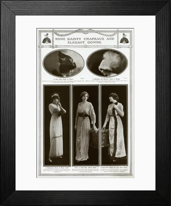 Framed Print : Models wearing elegant gowns 1912