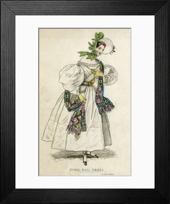 Framed Print : Rural ball dress 1832