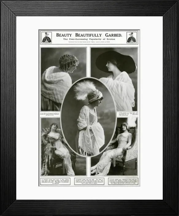 Framed Print : Evening clothing with pearls and lace 1912 Framed Print : Evening clothing with pearls and lace 1912
