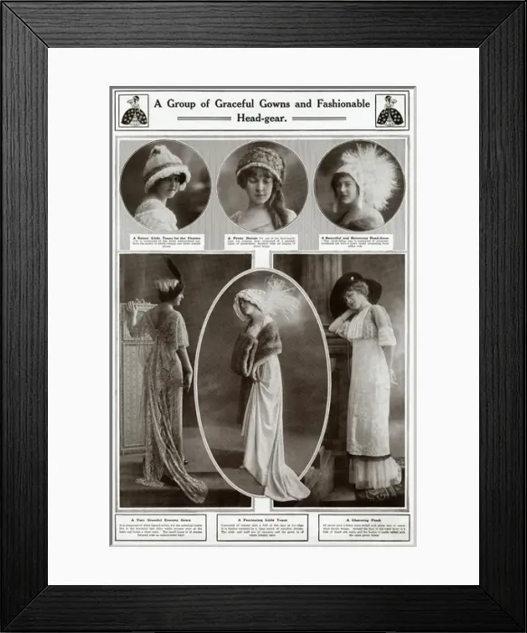 Framed Print : Graceful gowns and fashionable head gear 1912 Framed Print : Graceful gowns and fashionable head gear 1912