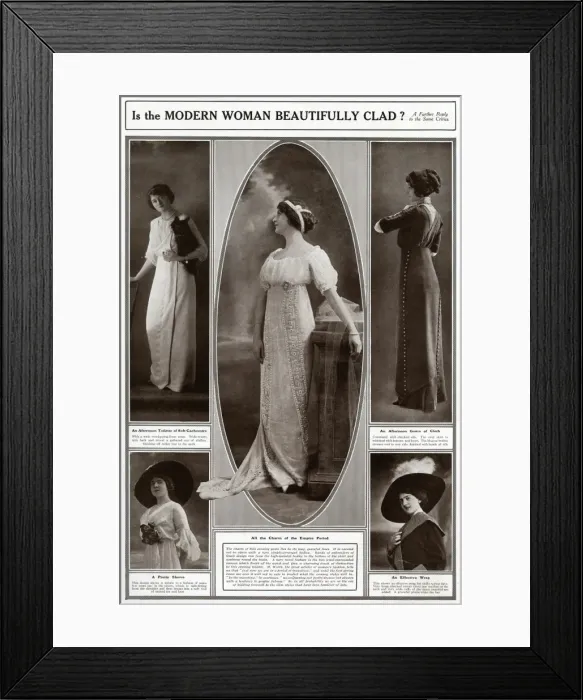 Framed Print : Modern women wearing beautiful dresses 1912 Framed Print : Modern women wearing beautiful dresses 1912