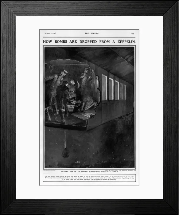 Framed Print : How bombs are dropped from a Zeppelin Framed Print : How bombs are dropped from a Zeppelin