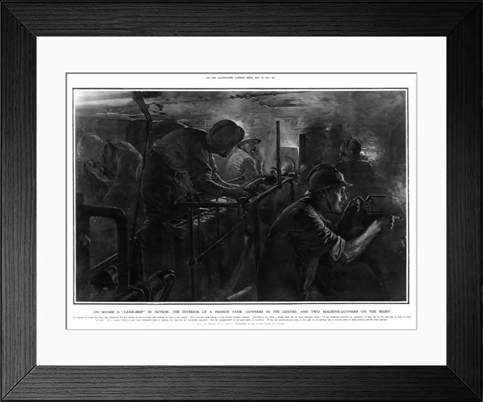 Framed Print : Interior of a French tank in World War One Framed Print : Interior of a French tank in World War One