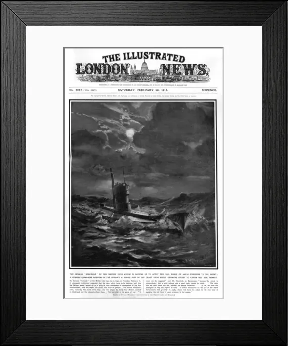 Framed Print : German submarine on the surface at night, 1915 Framed Print : German submarine on the surface at night, 1915