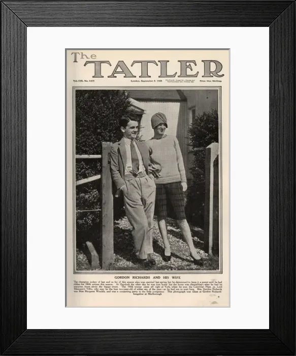 Framed Print : Gordon Richards and his wife at his bungalow in Marlborough Framed Print : Gordon Richards and his wife at his bungalow in Marlborough