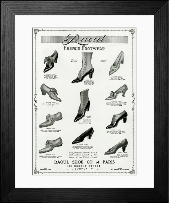 Framed Print : Advert for Raoul Shoe Company 1912 Framed Print : Advert for Raoul Shoe Company 1912
