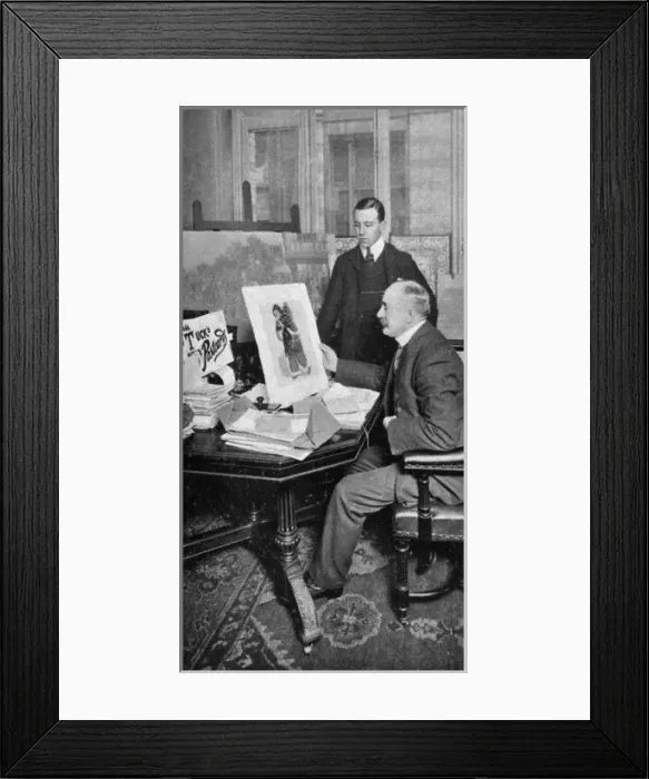 Framed Print : Adolph Tuck of Raphael Tuck passing a card design Framed Print : Adolph Tuck of Raphael Tuck passing a card design