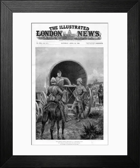 Framed Print : Lord Roberts writing despatches in a transport wagon