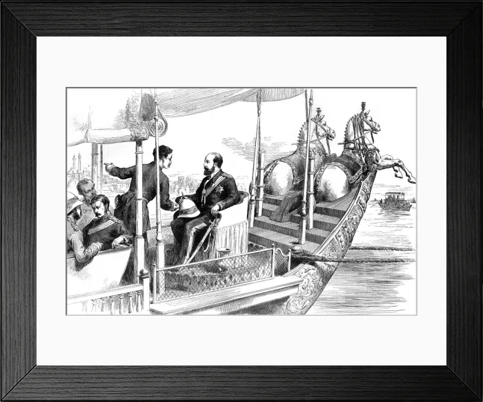 Framed Print : On board state barge of the Maharajah at Benares