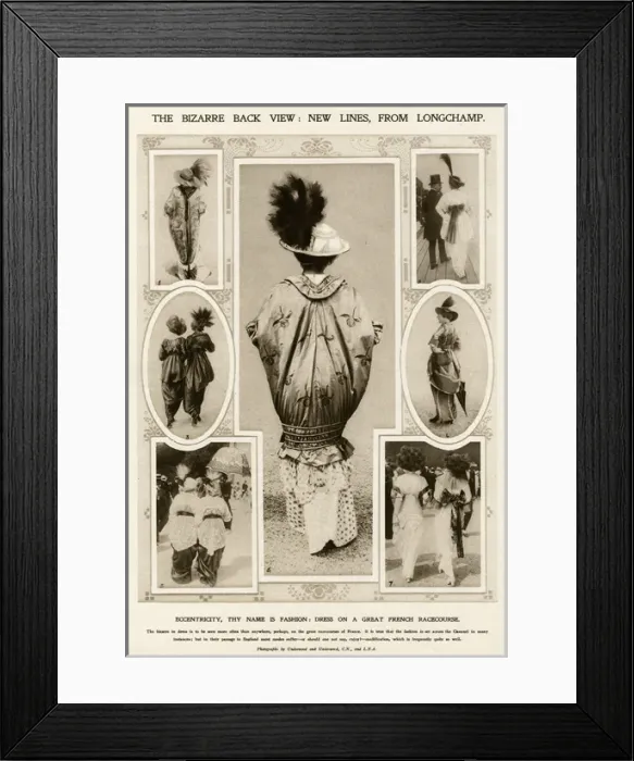Framed Print : Backview of fashionable racegoers clothing 1913 Framed Print : Backview of fashionable racegoers clothing 1913