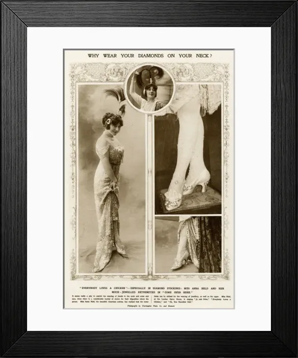 Framed Print : Why wear your diamond on your neck? 1913