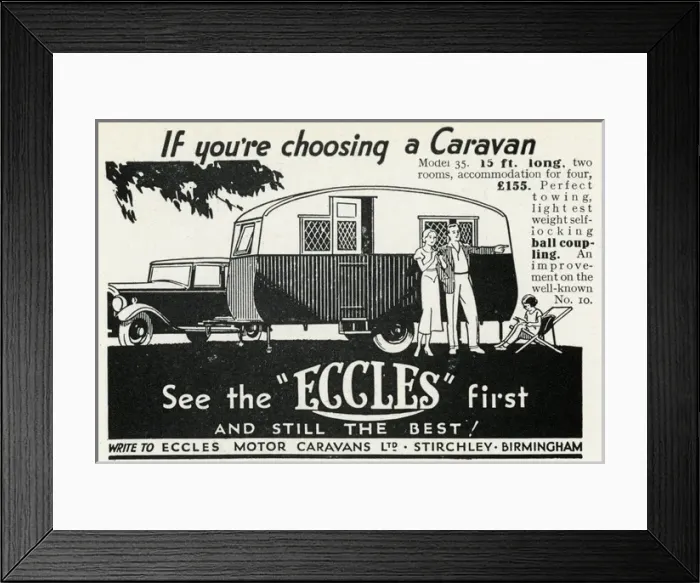 Framed Print : Advert for Eccles caravans 1933